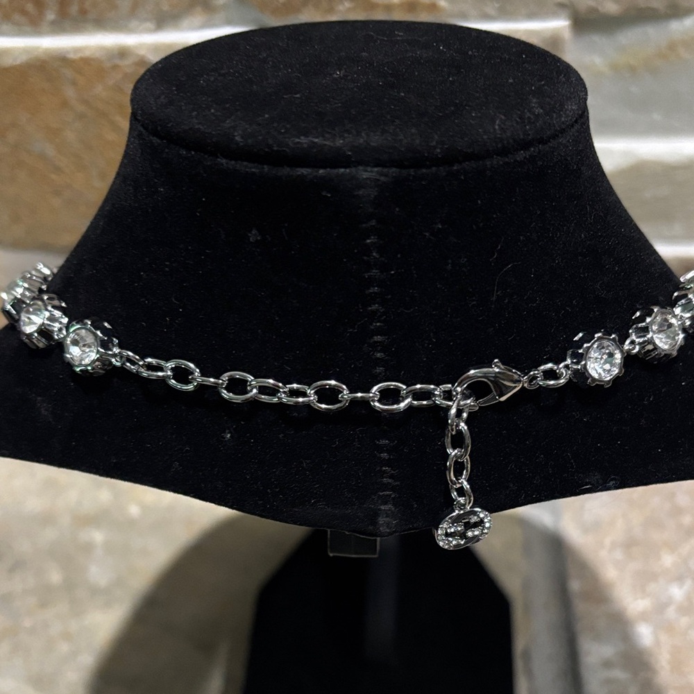 Silver & Rhinestone Gucci Bee Necklace - Picture 2 of 5